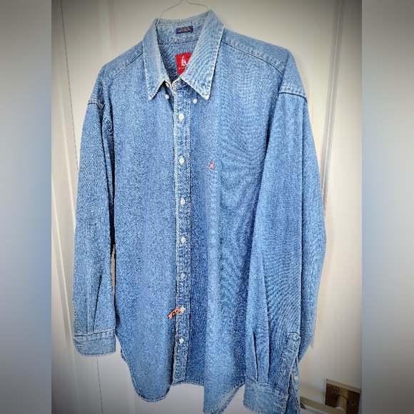 Vintage 90's Norsport Denim Shirt For Men Size Large Tall, Excellent Condition! - Picture 6 of 12
